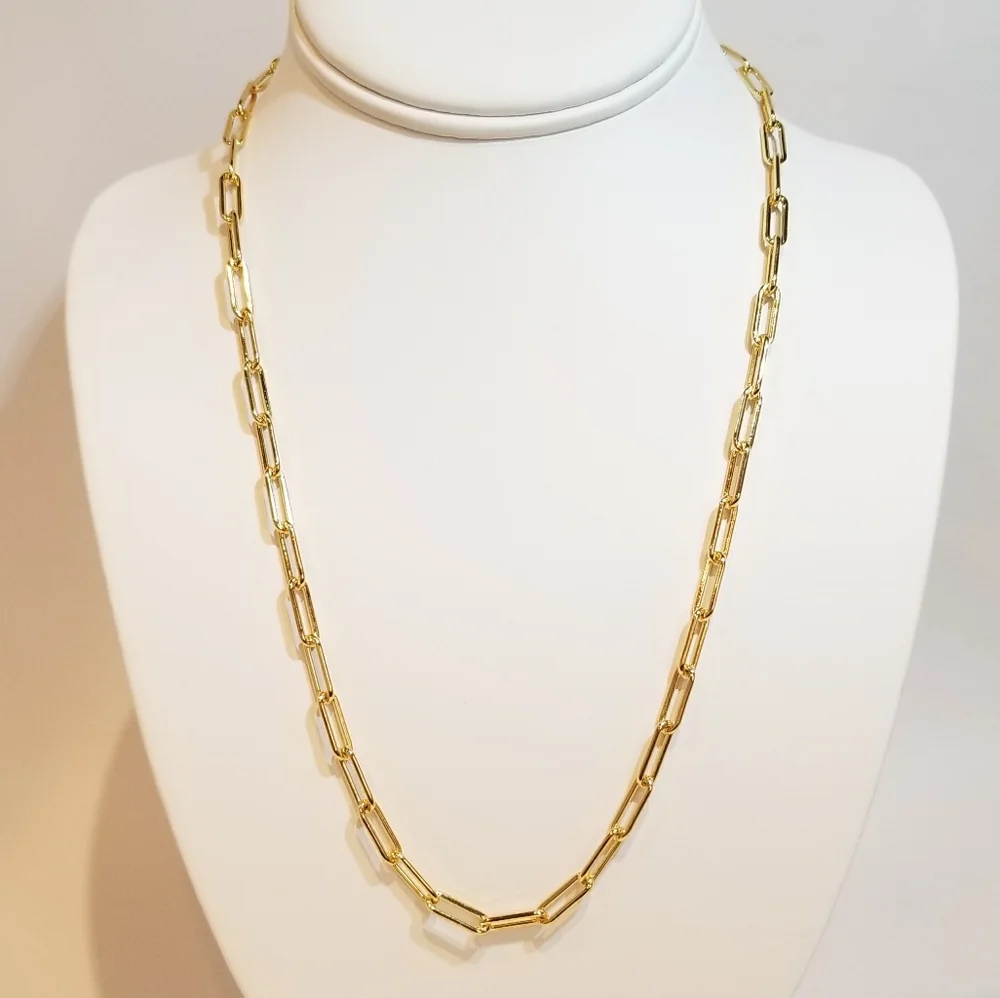 18K Gold Filled Paperclip Chain Necklace NEW